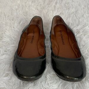 Lucky Brand Shiny Dark Grey Ballet Flats